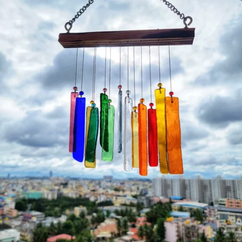 Suncatcher Rainbow Strip Stained Glass Windchime -Plant Life Decor Shop 20221113 152910 01