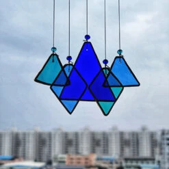 Shades Of Blue Mini Suncatcher Stained Glass Windchime