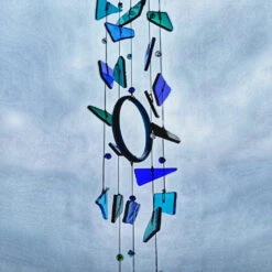 Zen Blue Stained Glass Windchime