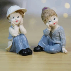 Miniature Thinking About Dreams Girl And Boy Set Of 2 Decor