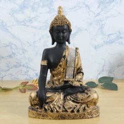 Golden Buddha Statue 11 Inch Decor