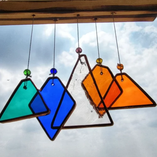 Triangle Diamond Stained Glass Windchime Set Of 5