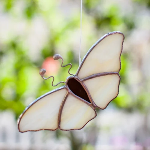 Suncatcher 2D Flying Butterflies 13 Suncatcher 2D Flying Butterflies -Plant Life Decor Shop 2dflyingbutterfly cream brown