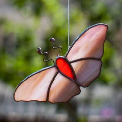 Suncatcher 2D Flying Butterflies 12 Suncatcher 2D Flying Butterflies -Plant Life Decor Shop 2dflyingbutterfly lightpink orange