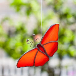 Suncatcher 2D Flying Butterflies 14 Suncatcher 2D Flying Butterflies -Plant Life Decor Shop 2dflyingbutterfly orange deepred