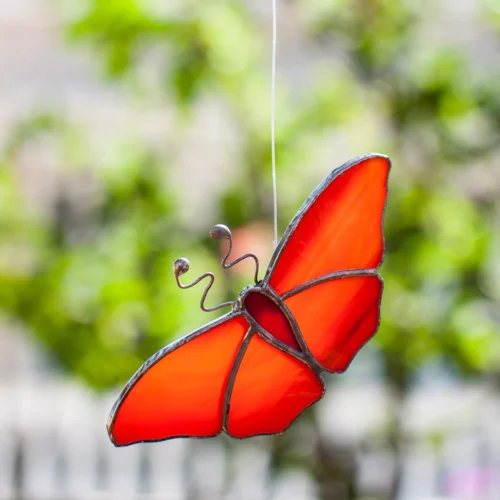 Suncatcher 2D Flying Butterflies 14 Suncatcher 2D Flying Butterflies -Plant Life Decor Shop 2dflyingbutterfly orange deepred