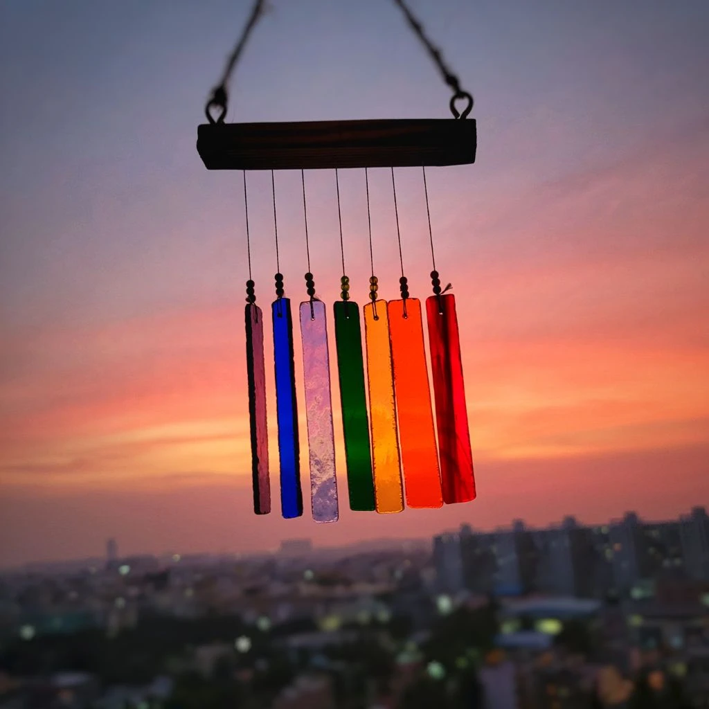 Chakra Chime Stained Glass WindChime 3 Chakra Chime Stained Glass WindChime - Image 3