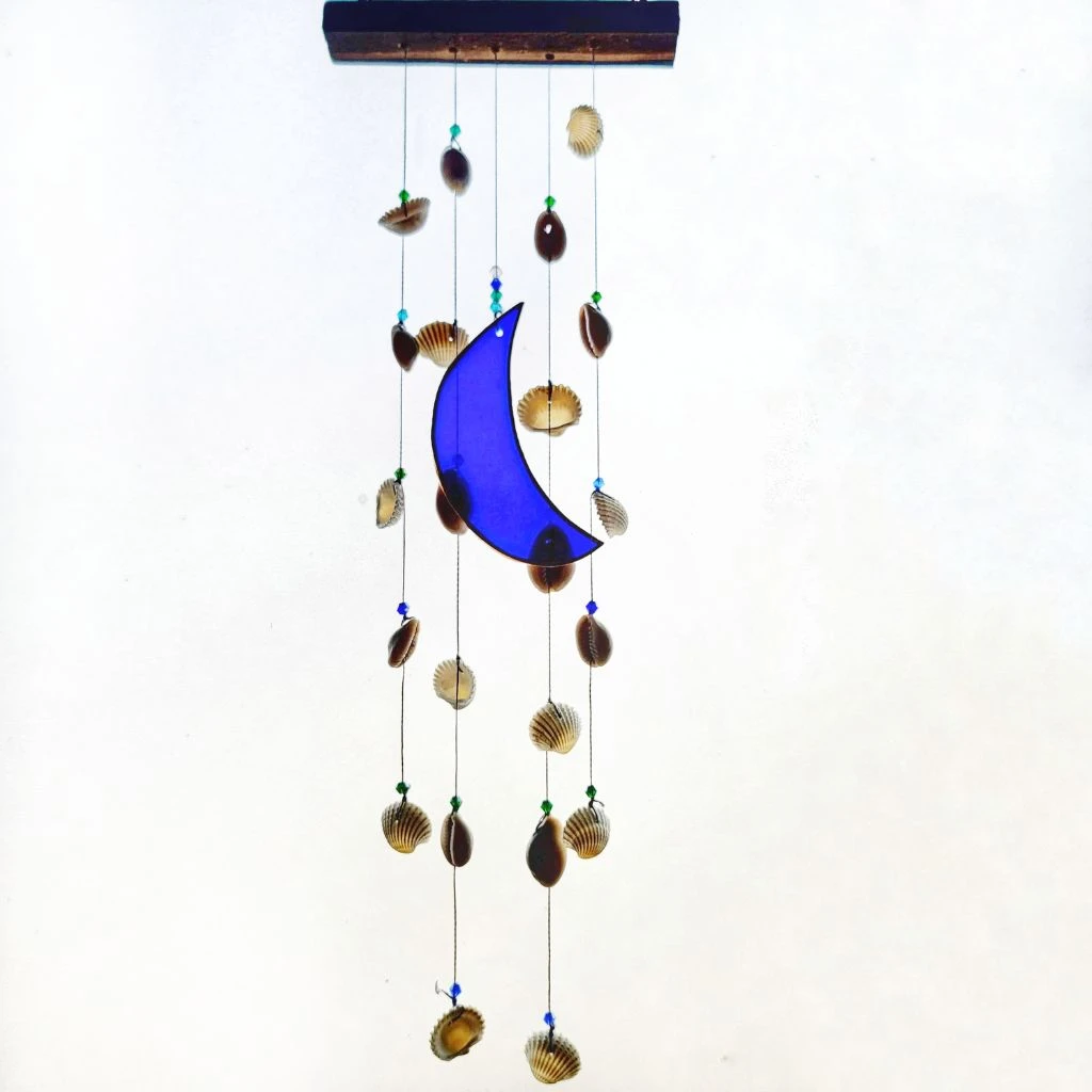 Moon Shell Stained Glass Windchime 6 Moon Shell Stained Glass Windchime - Image 6