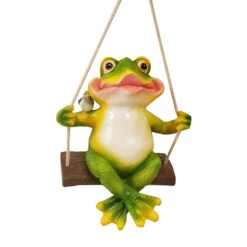 Wonderland Garden Frog On Swing (Garden Decor Home Decor, Hanging Frog, Frog, Garden Statue, Animal Statue) -Plant Life Decor Shop 5W 5LDK RGNV 1