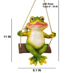 Wonderland Garden Frog On Swing (Garden Decor Home Decor, Hanging Frog, Frog, Garden Statue, Animal Statue) -Plant Life Decor Shop 5W 5LDK RGNV 2