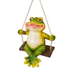 Wonderland Garden Frog On Swing (Garden Decor Home Decor, Hanging Frog, Frog, Garden Statue, Animal Statue) -Plant Life Decor Shop 5W 5LDK RGNV 5