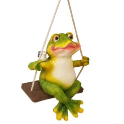 Wonderland Garden Frog On Swing (Garden Decor Home Decor, Hanging Frog, Frog, Garden Statue, Animal Statue) -Plant Life Decor Shop 5W 5LDK RGNV 6