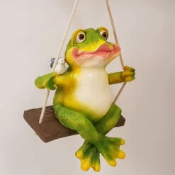 Wonderland Garden Frog On Swing (Garden Decor Home Decor, Hanging Frog, Frog, Garden Statue, Animal Statue) -Plant Life Decor Shop 5W 5LDK RGNV 7