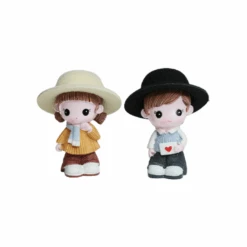 Miniature Love Couple With Hat Decor (Set Of 2) Decor