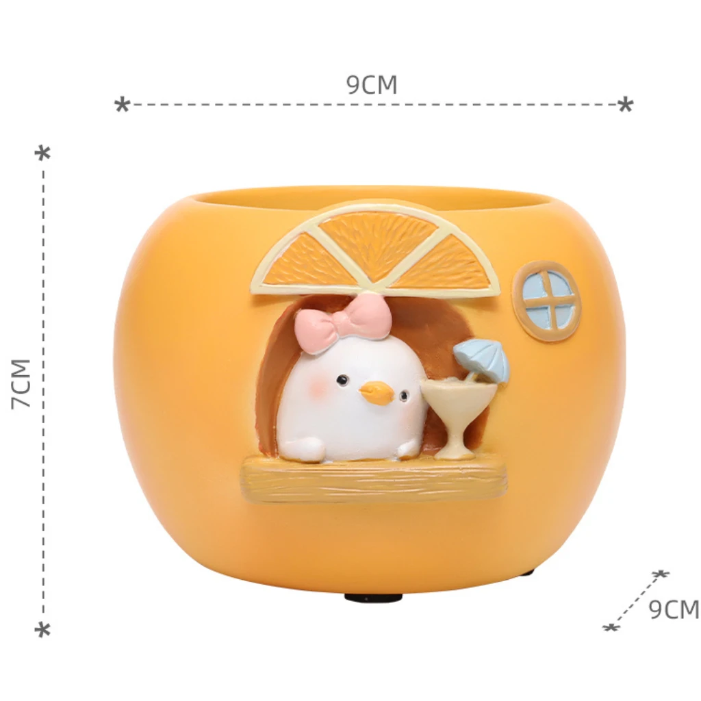 Cute Hen In Pumpkin Resin Succulent Pot 3 Cute Hen In Pumpkin Resin Succulent Pot - Image 3