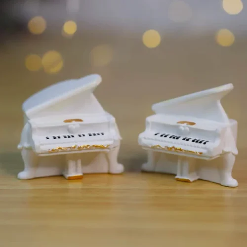 Miniature White Piano (Set Of 6) Decor