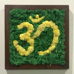 AUM Preserved Moss Frame With Dark Wood 11 AUM Preserved Moss Frame With Dark Wood -Plant Life Decor Shop AUM Yellow 2