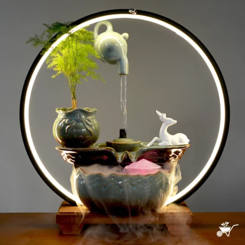 A Drop Of Doe Water Fountain LED Decor Zen Garden