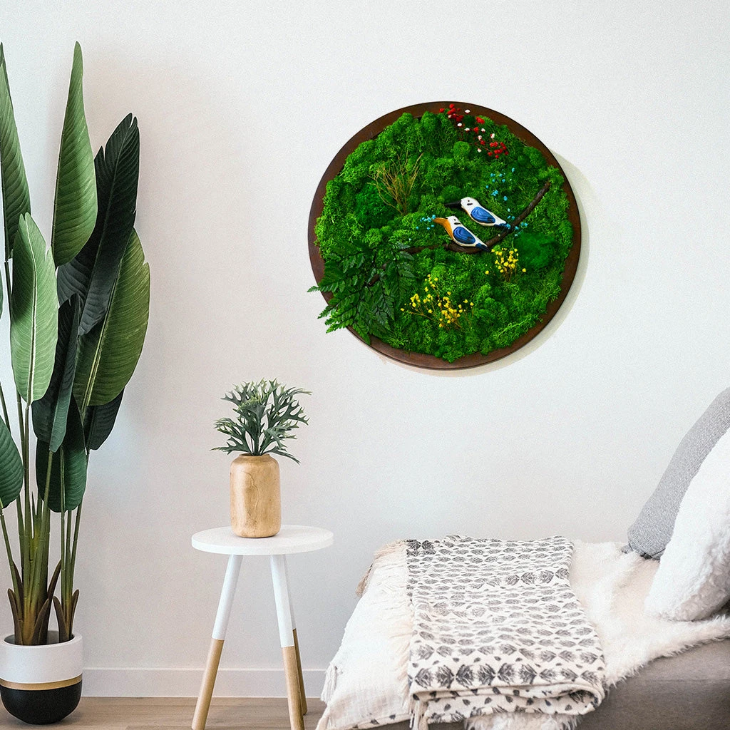 A Sapphire Tangle Preserved Moss Frame With Dark Wood 1 A Sapphire Tangle Preserved Moss Frame With Dark Wood