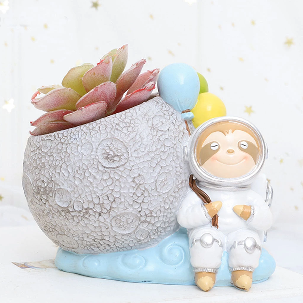 Astronaut Sloth Resin Succulent Pot 1 Astronaut Sloth Resin Succulent Pot