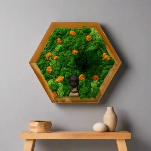 At A Standstill Preserved Moss Frame With Light Wood