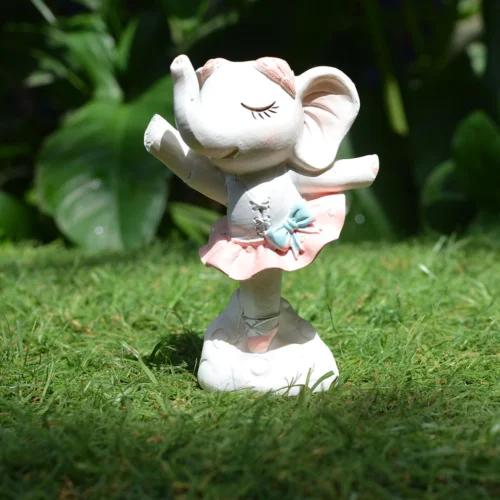 Miniature Dancing Baby Elephant – Cute Ballet Pose Resin Figurine -Plant Life Decor Shop Baby Elephant Doing Ballet Dance 1