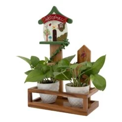 Bird House Fence Wooden Planter -Plant Life Decor Shop Birdhouse Fence Wooden Planter 3