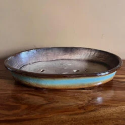 Contoured Oval Ceramic Bonsai Tray