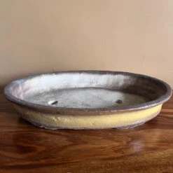 Contoured Oval Ceramic Bonsai Tray -Plant Life Decor Shop BonsaiTray Golden Clay