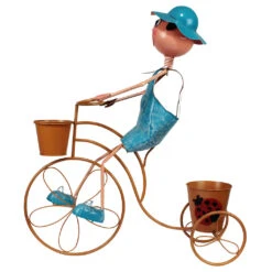 Boy On Bicycle With 2 Pots -Plant Life Decor Shop Boy On Bicycle With 2pots 3