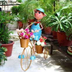 Boy On Bicycle With 2 Pots -Plant Life Decor Shop Boy On Bicycle With 2pots 4