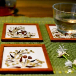 Pastel Blooms Dried Flower Coaster -Plant Life Decor Shop Breezeofflowers 2