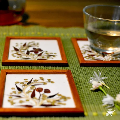 Pastel Blooms Dried Flower Coaster 9 Pastel Blooms Dried Flower Coaster -Plant Life Decor Shop Breezeofflowers 2