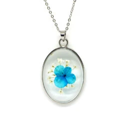 A Breezy Cyan Real Dried Flower Necklace -Plant Life Decor Shop Breezy Cyan 4