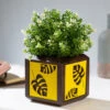 QUBO Floral Leaf Handmade Wooden Indoor Planter Pot