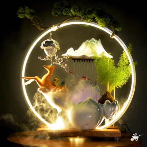 Celestial Ascent Water Fountain LED Decor Zen Garden