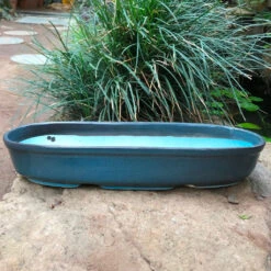 Chiselled Bonsai Ceramic Tray -Plant Life Decor Shop ChiselledBonsaiCeramicTray Small PacificBlue 7