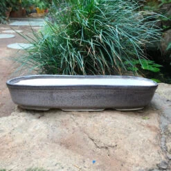 Chiselled Bonsai Ceramic Tray -Plant Life Decor Shop ChiselledBonsaiCeramicTrayset GreySpeckled 10