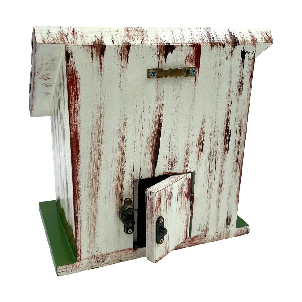 Hand Painted Slanting Teak Roof Bird House Decor 4 Hand Painted Slanting Teak Roof Bird House Decor - Image 4