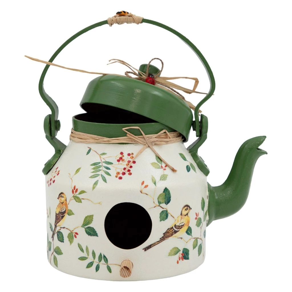 Tea Pot / Kettle Shaped Green Hanging Bird House Decor 4 Tea Pot / Kettle Shaped Green Hanging Bird House Decor - Image 4