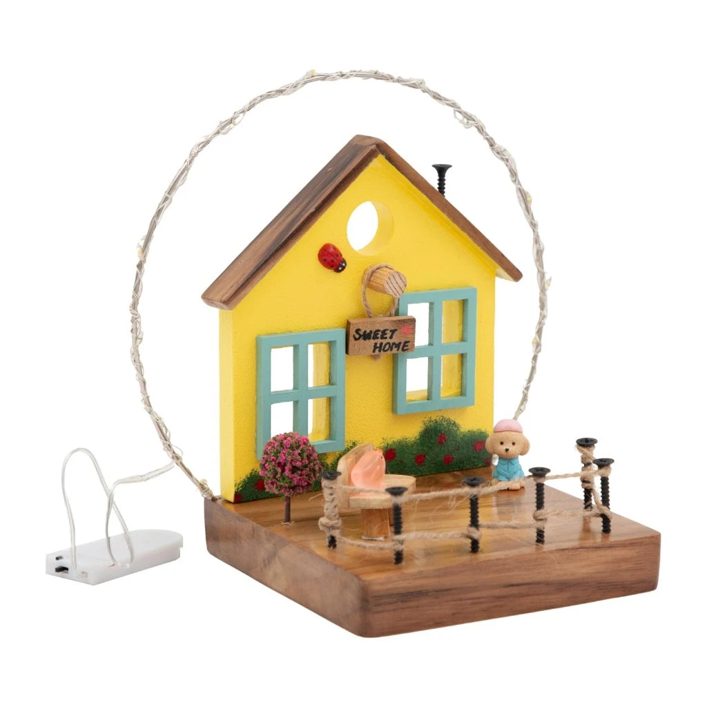 Yellow Cottage With String Lights Decor 4 Yellow Cottage With String Lights Decor - Image 4