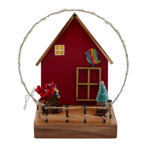 Red Cottage With String Lights Decor -Plant Life Decor Shop CopyofIMG 0541