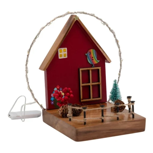 Red Cottage With String Lights Decor -Plant Life Decor Shop CopyofIMG 0542