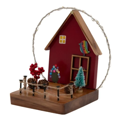 Red Cottage With String Lights Decor -Plant Life Decor Shop CopyofIMG 0543