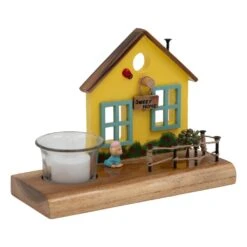 Vintage Wooden Yellow Cottage House Tea Light / Candle Holder Decor -Plant Life Decor Shop CopyofIMG 0555