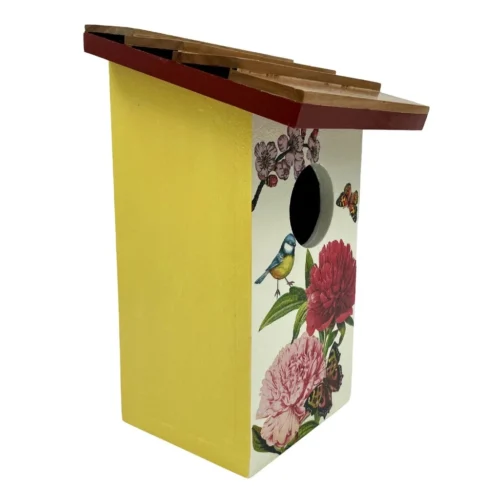 Yellow Floral Teak Roof Bird House Decor 6 Yellow Floral Teak Roof Bird House Decor -Plant Life Decor Shop CopyofIMG 4328