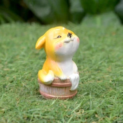Miniature Dog In Bath Barrel – Cute Resin Decor For Gardens & Gifts -Plant Life Decor Shop Cute Dog Havin Bath 2