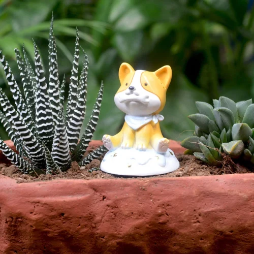 Miniature Dog With Bone – Cute Resin Decor For Terrariums & Gifts -Plant Life Decor Shop Cute Dog Sitting Bone 3