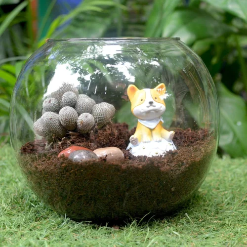 Miniature Dog With Bone – Cute Resin Decor For Terrariums & Gifts -Plant Life Decor Shop Cute Dog Sitting Bone 4