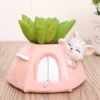Cute Kitty In Tent Resin Succulent Pot